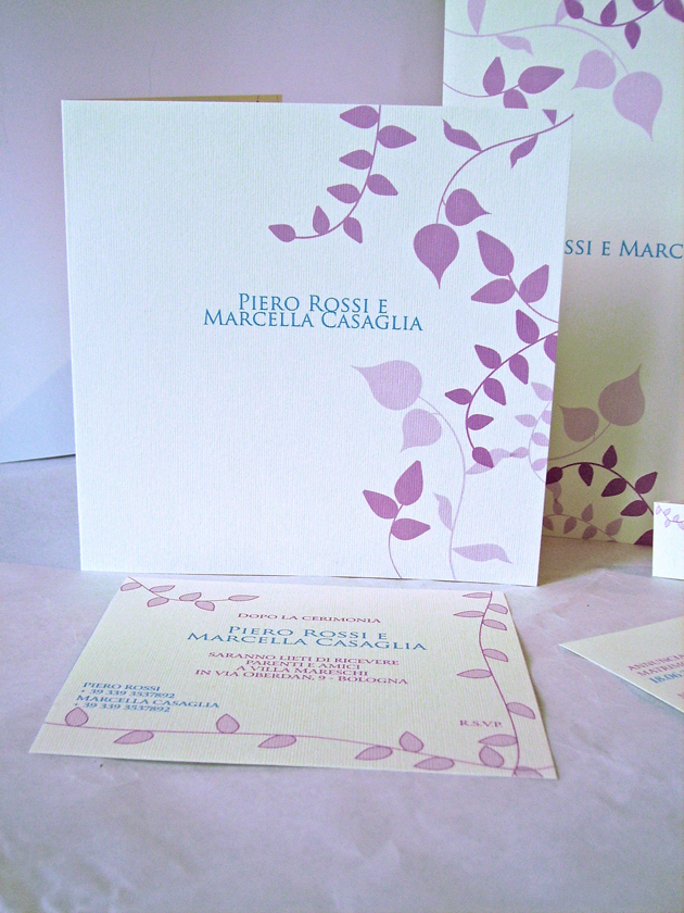 Partecipazioni di matrimonio con tralci di foglie