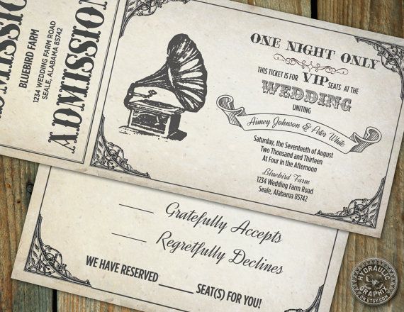 partecipazione matrimonio vintage con grammofono