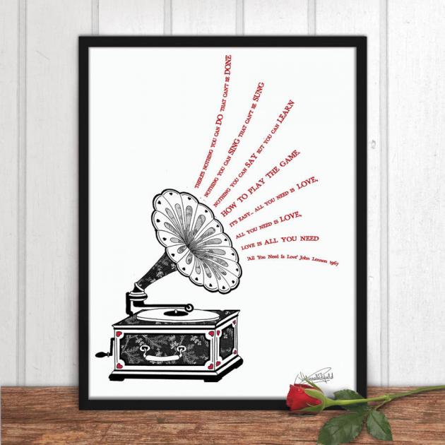 partecipazione matrimonio vintage con grammofono