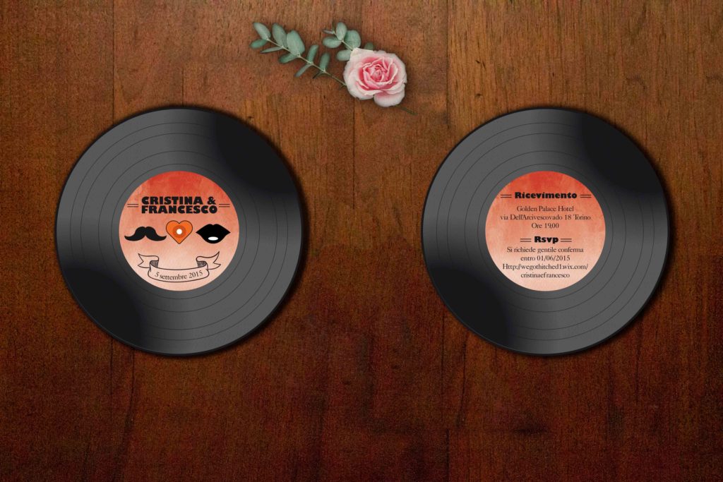 partecipazioni di matrimonio a disco con baffi e bocca partecipazioni di matrimonio a disco con baffi e bocca