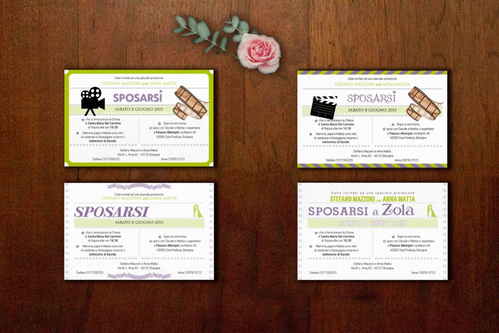 partecipazioni di matrimonio biglietto del cinema
