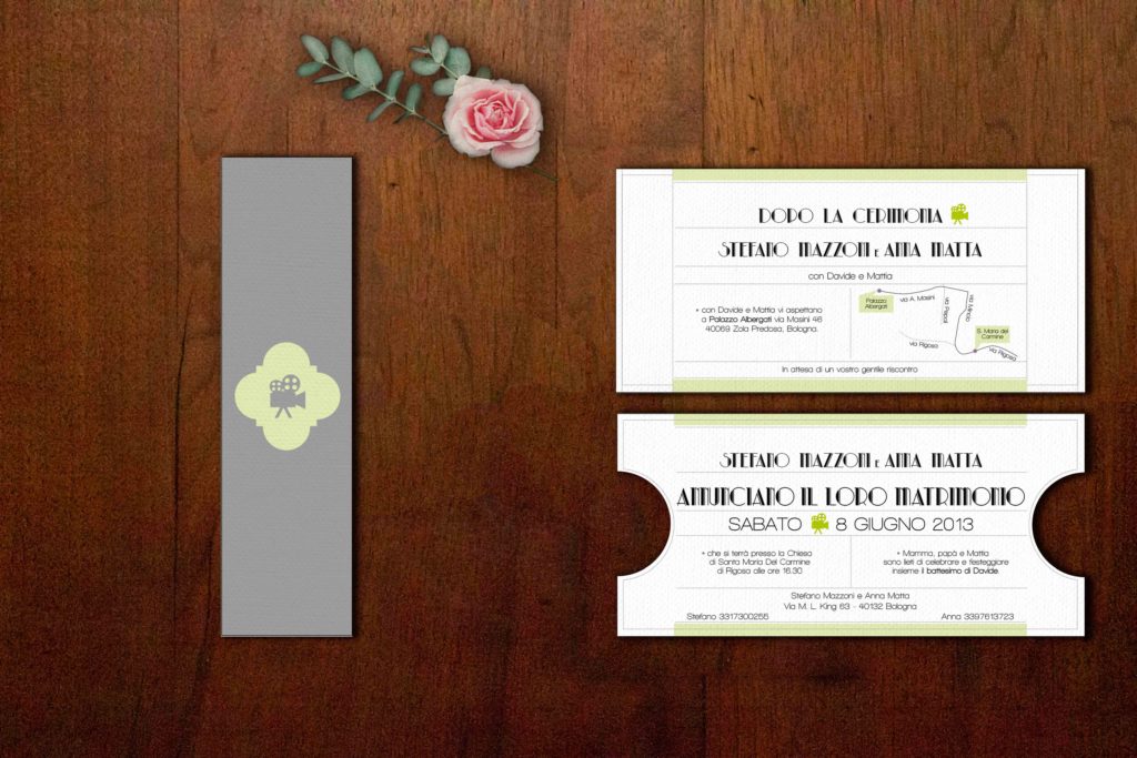 partecipazioni di matrimonio biglietto del cinema