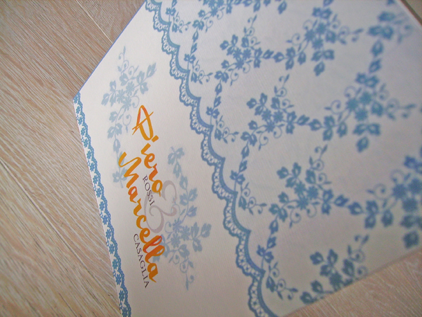 Idea grafica per partecipazioni di matrimonio col pizzo