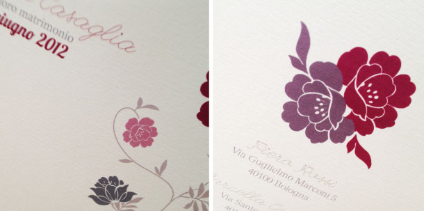 partecipazioni per matrimonio viola e fucsia