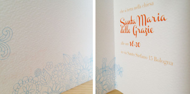 partecipazioni per matrimonio azzurro arancio