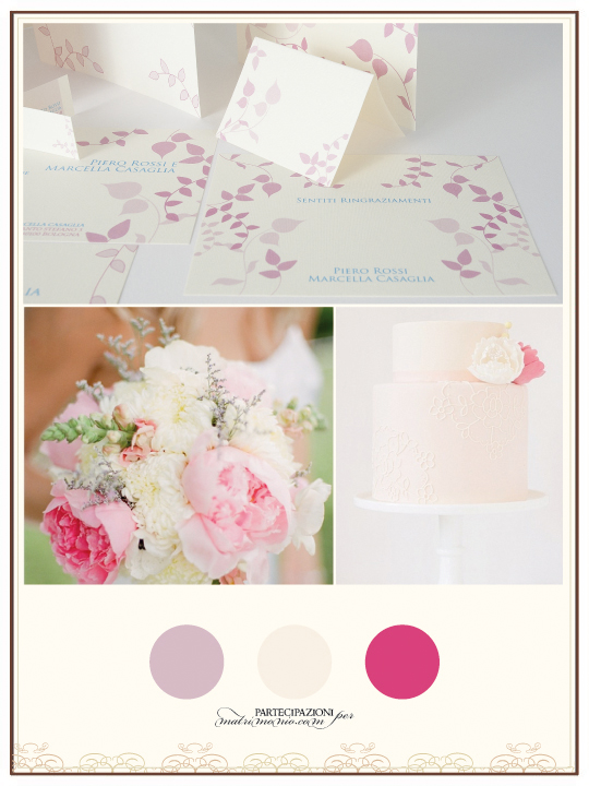 Grafica partecipazioni di matrimonio con cromie rosa