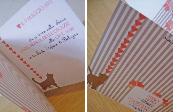 Partecipazioni di matrimonio con i gatti