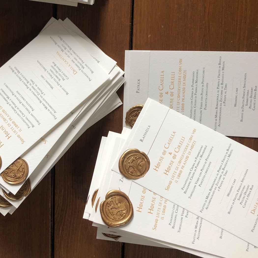 Menu matrimonio con ceralacca