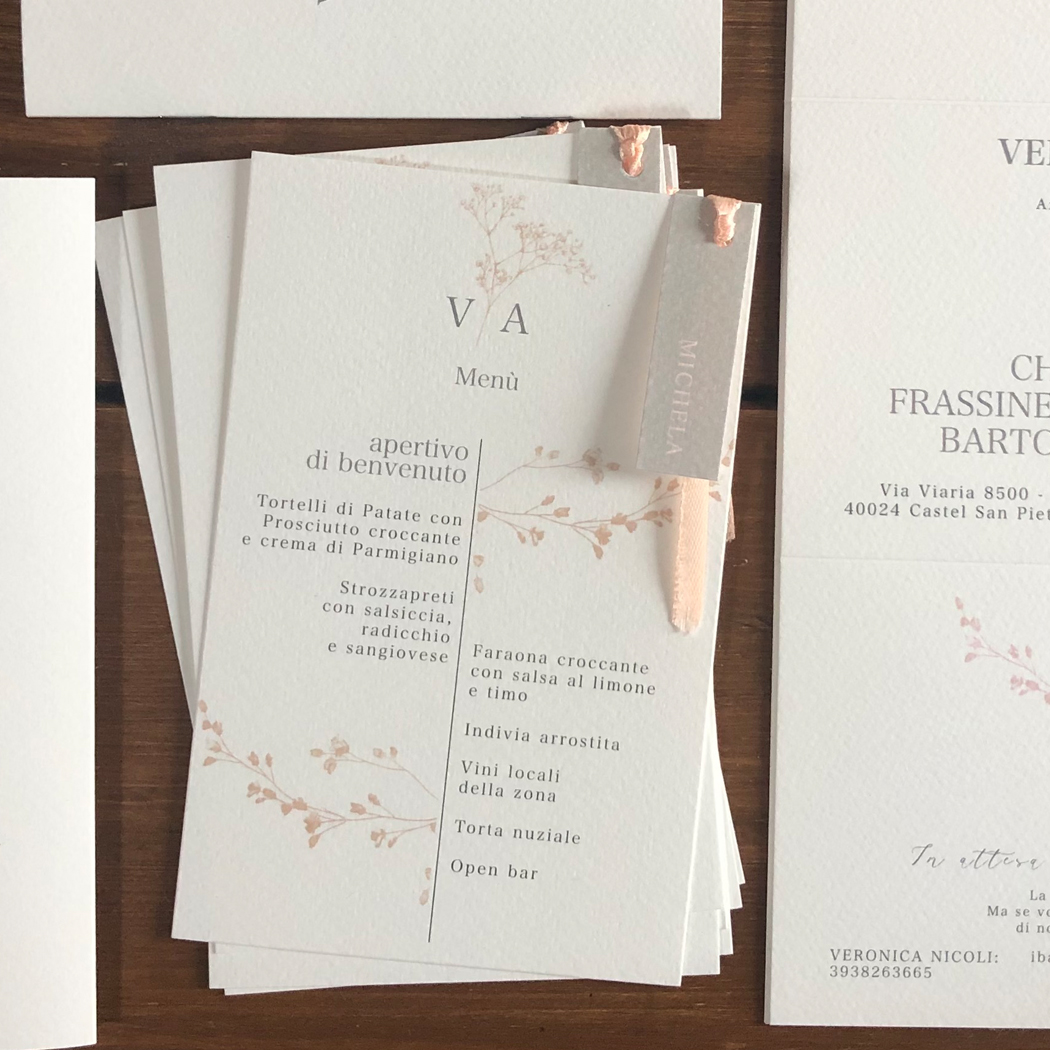 Menu matrimonio con segnaposto